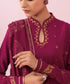 Women's Unstitched Embroidered Dobby Magenta 3 Piece Suit